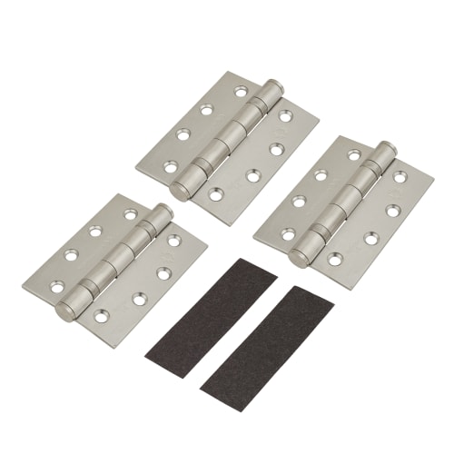 Medium Duty Lever Door Handle on Rose Fire Door Kit - Latch - Stainless Steel