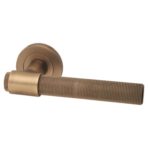 Hampstead Thea Knurled Lever Door Handle on Rose Antique Brass IronmongeryDirect Same Day