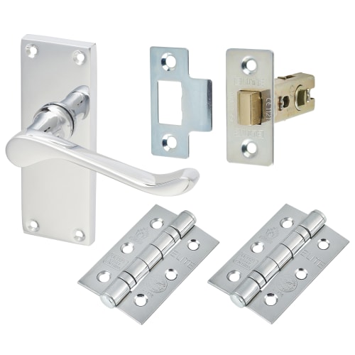 Touchpoint Victorian Scroll Latch Door Handle Kit Short Plate