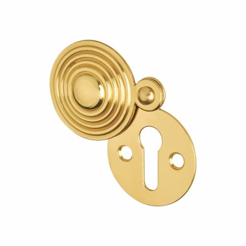 Reeded Covered Escutcheon - 32 x 32mm - Keyhole - Polished Brass ...