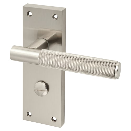 Hampstead Knurled Bathroom Door Handle Satin Nickel