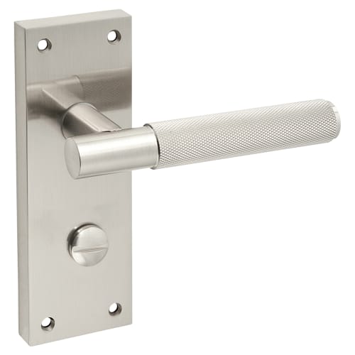Hampstead Knurled Bathroom Door Handle Satin Nickel