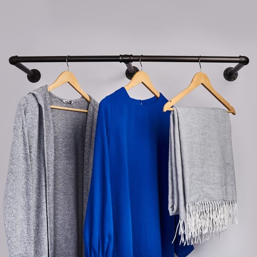 Altro 1/2" Long Pipe Wardrobe Rail Kit Black IronmongeryDirect