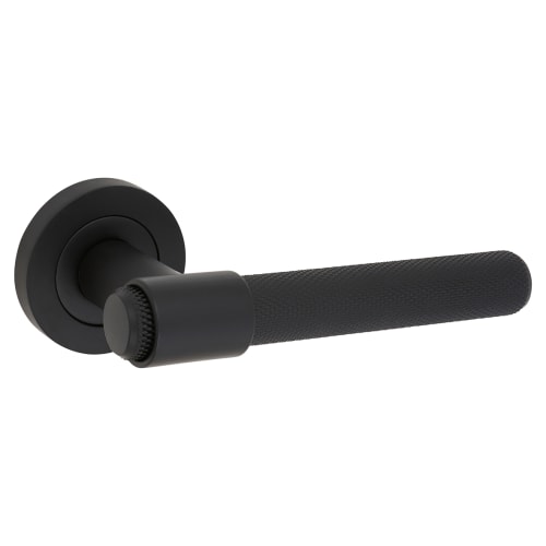 Hampstead Thea Knurled Lever Door Handle on Rose Matt Black IronmongeryDirect Same Day