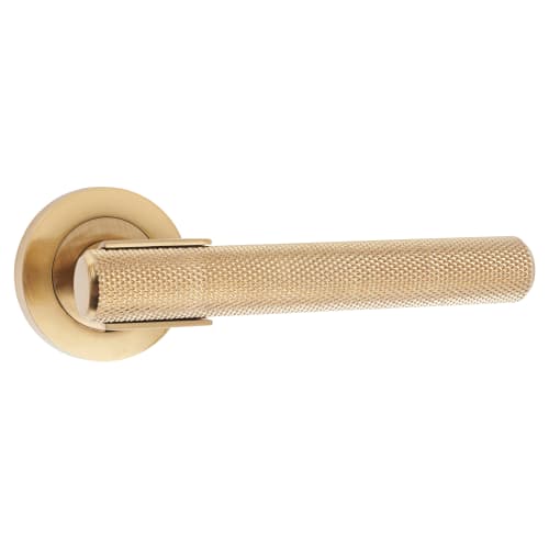 Hampstead Orla Knurled Lever Door Handle on Rose Satin Brass IronmongeryDirect Same Day