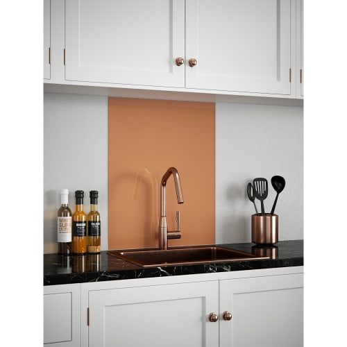 Self Adhesive Glass Kitchen Splashback 750 x 600mm Copper