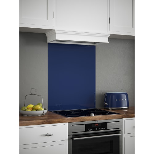Self Adhesive Glass Kitchen Splashback 750 x 600mm Midnight Blue