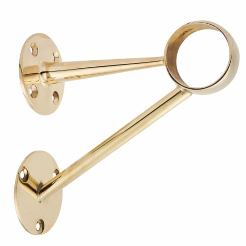 51mm Solid Brass Bar Rail Angled Stem Bracket Polished Brass