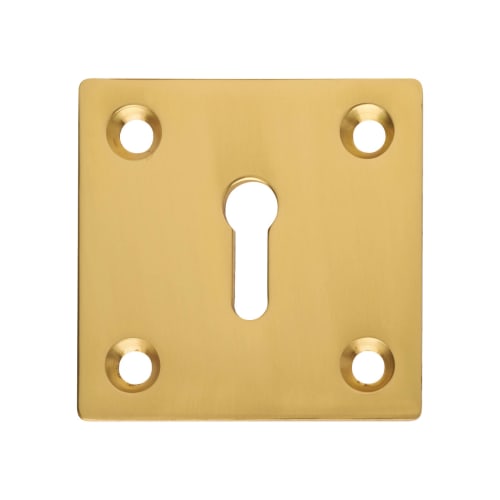 Square Plate Escutcheon 52 x 52mm Keyhole Polished Brass