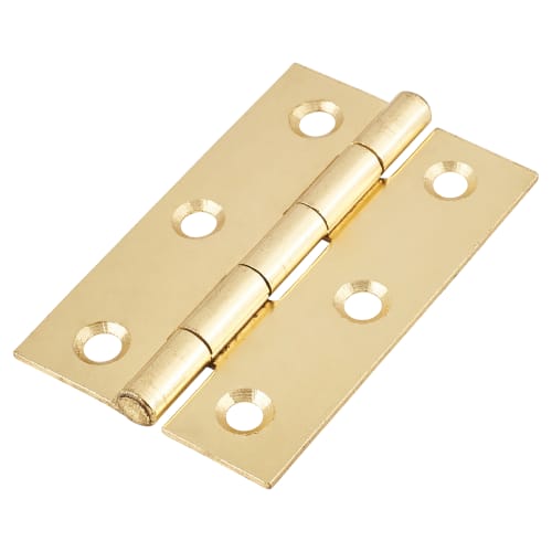 Steel Door Hinge 75 x 50mm Polished Brass Pair