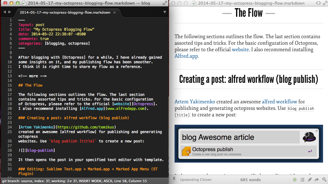 Writing in Sublime Text and previewing in Marked