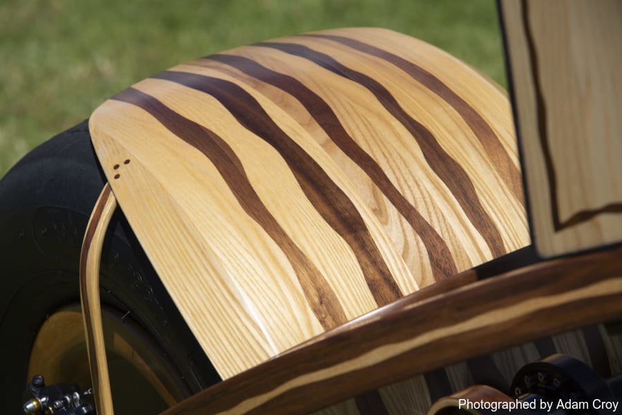 Wooden mudguard, made of Walnut and Ash