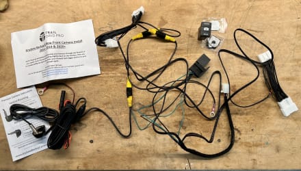 The entire kit laid out on my work bench; it’s twenty or so wires connected to each other in various ways, terminated with different connectors at all ends.