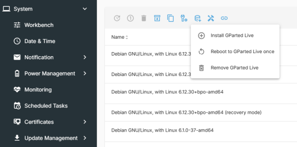Openmediavault 7 kernel menu
