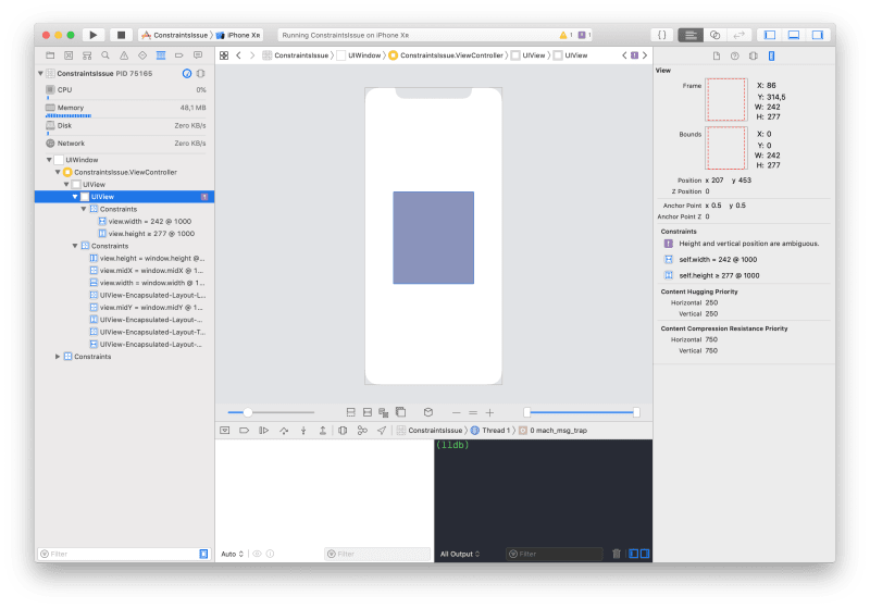 xcode view debugger