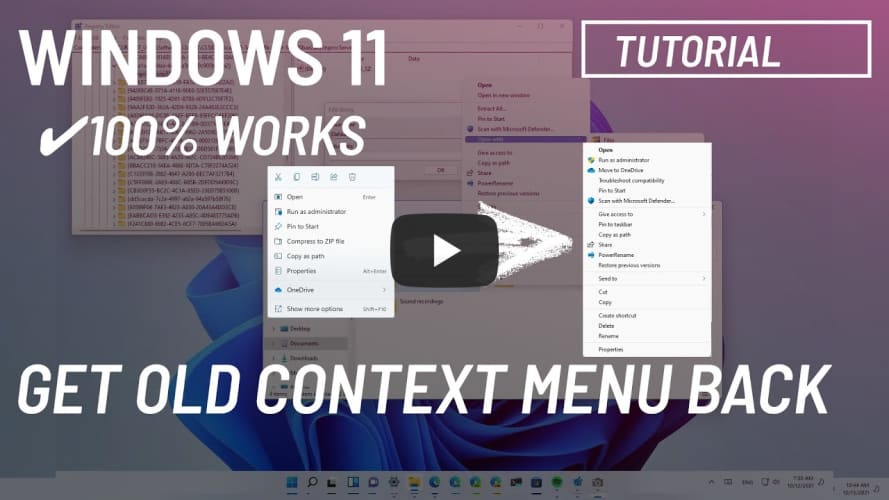 Windows 11: Enable old context menu (Windows 10 right-click style)