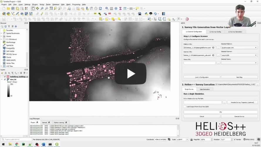 2022 - Simulation von Laserscanning mit AEOS, dem QGIS Plugin fΓΌr HELIOS++