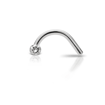 Invisible Set Diamond Nostril Screw White Gold 1.5mm Left Bend
