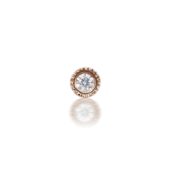 Diamond Scalloped Set Nostril Screw Rose Gold 1.2mm Left Bend