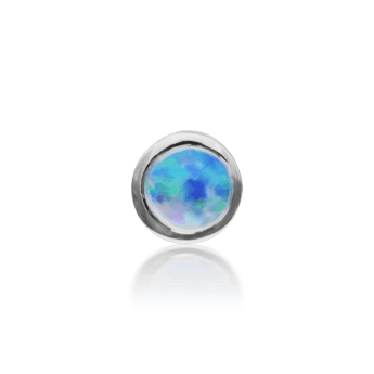 2mm Opal Nostril Screw White Gold 2mm Left Bend