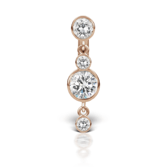 3 4 Cubic Zirconia with Double Dangle Barbell Rose Gold 3mm / 4mm 11mm