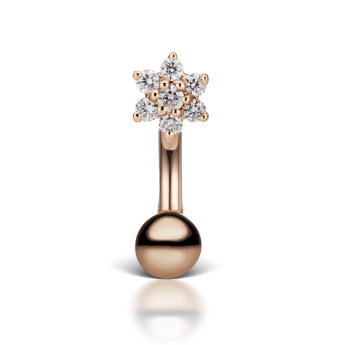 4.5mm Cubic Zirconia Flower and 4mm Gold Ball Navel Barbell Rose Gold 4.5mm / 4mm 11mm