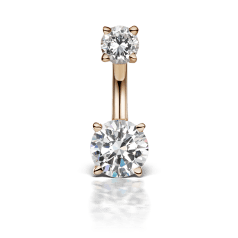 Cubic Zirconia Prong Solitaire Barbell Rose Gold 4mm / 6mm 11mm
