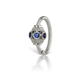 Blue Sapphire Indian Bead Hoop Earring