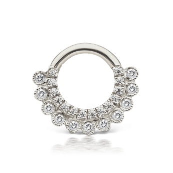 Cubic Zirconia Apsara Hoop Earring White Gold 6.5mm 14 Gauge = 1.6mm