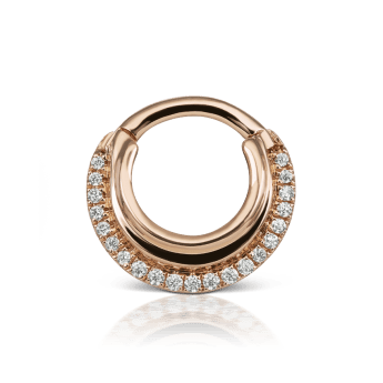 Cubic Zirconia Dhara Hoop Earring Rose Gold 6.5mm 16 Gauge = 1.3mm