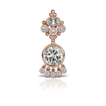 Cubic Zirconia Tash Crown with 5 Dangles Navel Barbell Rose Gold 13mm / 8mm 9.5mm