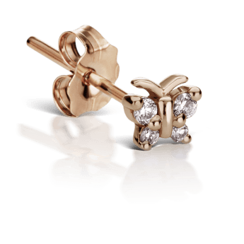 Diamond Butterfly Stud Earring Rose Gold 4mm