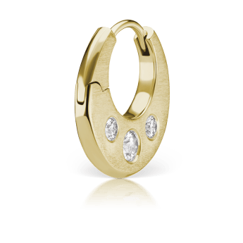 Diamond Crescent Reversible Hoop Earring Yellow Gold 8mm
