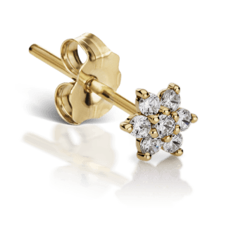 Diamond Flower Stud Earring Yellow Gold 4.5mm