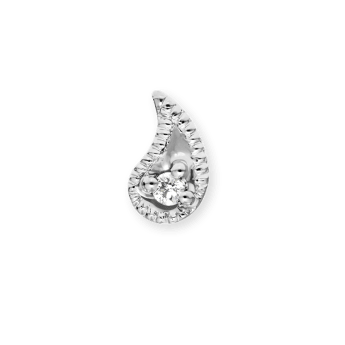 Diamond Paisley Nostril Screw White Gold 5mm Left Bend+Left