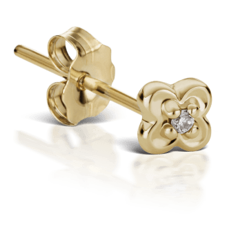 Diamond Lucky Clover Stud Earring Yellow Gold