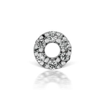 Diamond Micropavé Circle Stud Earring White Gold 4mm