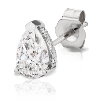 Diamond Pear Stud Earring White Gold 7mm