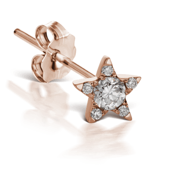 Diamond Star Stud Earring Rose Gold 5.5mm