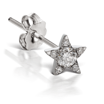 Diamond Star Stud Earring White Gold 5.5mm