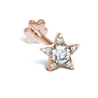 Diamond Star Threaded Stud Earring Rose Gold 5.5mm