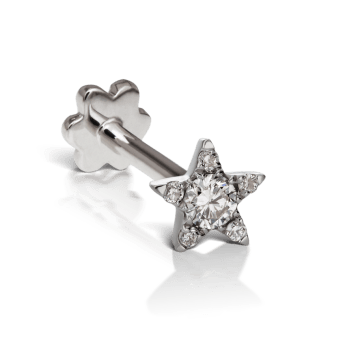 Diamond Star Threaded Stud Earring White Gold 4.5mm