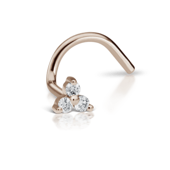 Diamond Trinity Nostril Screw Rose Gold 3mm Straight