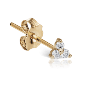 Diamond Trinity Stud Earring Yellow Gold 3mm