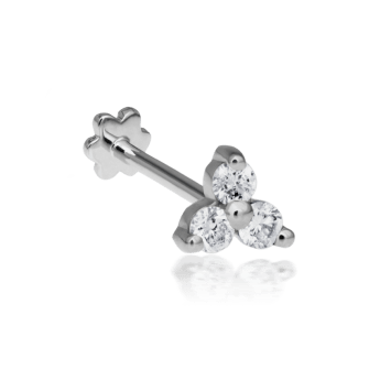 Diamond Trinity Threaded Stud Earring White Gold 4.5mm