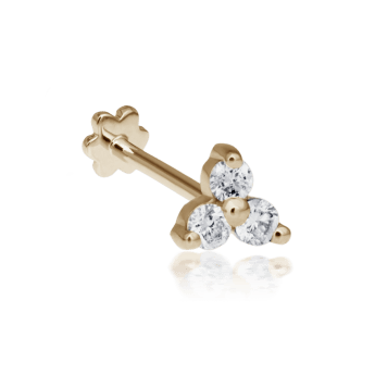 Diamond Trinity Threaded Stud Earring Yellow Gold 4.5mm