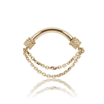 Double Chain Septum Spinner Yellow Gold 8mm 16 Gauge = 1.3mm