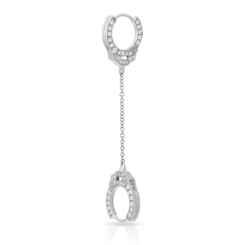 Double sided Diamond Handcuff with Medium Chain Hoop Earring White Gold 8mm