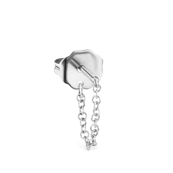 Chain Wrap Stud Earring White Gold 16 mm