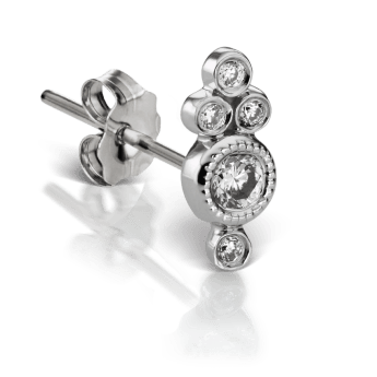 Five Diamond Trinity Stud Earring White Gold